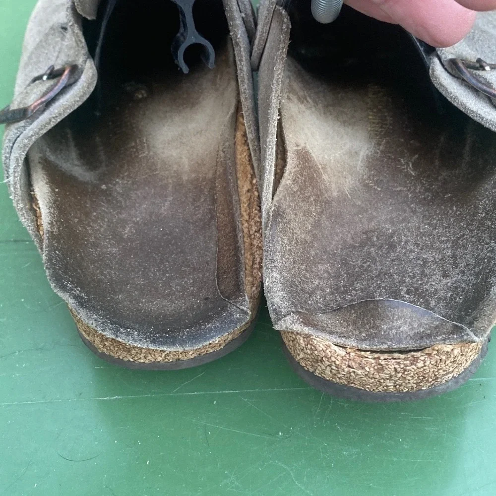 Birkenstock Boston Suede Clogs Taupe Mens Size‎ 41 M8 L10 Adjustable Strap